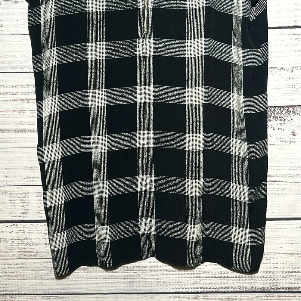 Madewell Zip Front Black Buffalo Plaid Check Sheath Dress Small - Picture 9 of 16